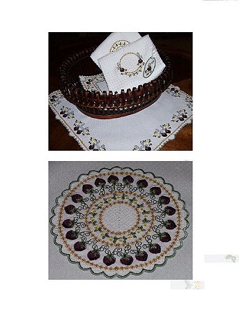 Matriz Bordado Barrinha Com Morangos Para Toalha De Mesa