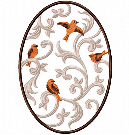 Matriz Bordado Lindos Pássaros Com Arabesco