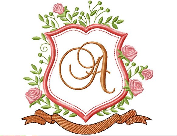 Matriz Bordado Alfabeto Rosas Na Moldura