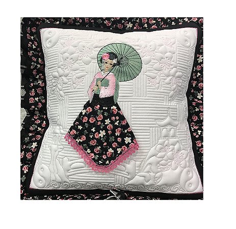 Matriz Bordado Almofada Quilt Linda Geisha