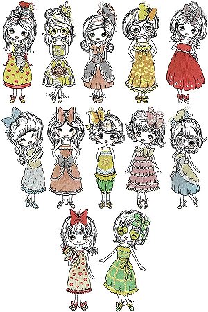 Matriz Bordado Lindas Meninas Delicadas