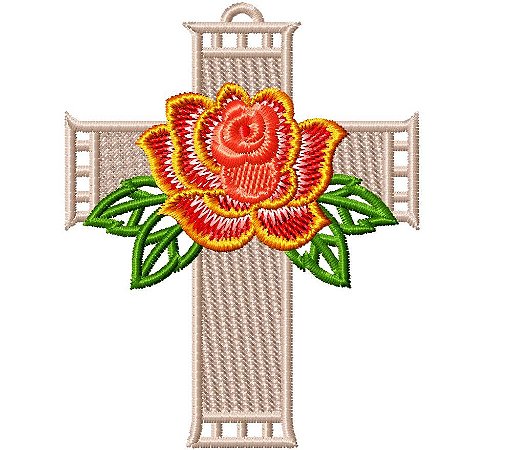 Matriz Bordado Lindos Crucifixos Com Flores