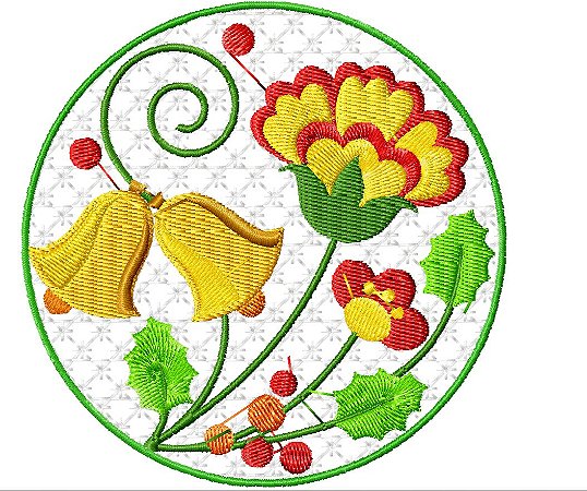 Matriz Bordado Natal Com Flores Na Moldura