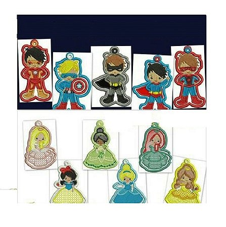 Matriz Bordado Chaveiro Princesas E Super Heróis
