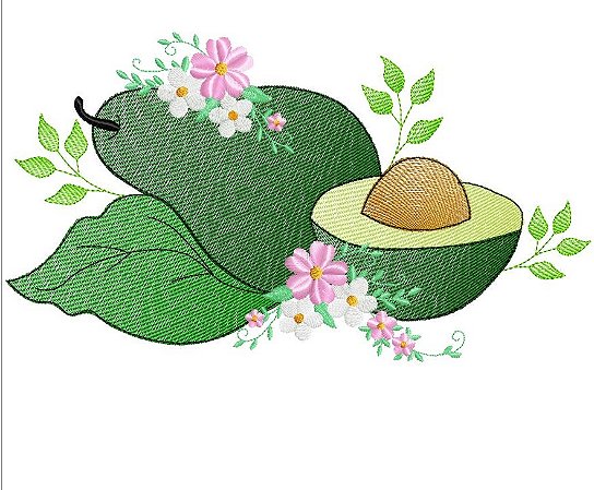 Matriz Bordado Pano De Prato Frutas Com Florzinhas
