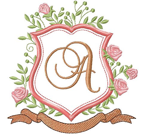 Matriz Bordado Alfabeto Moldura Com Rosas Lindas