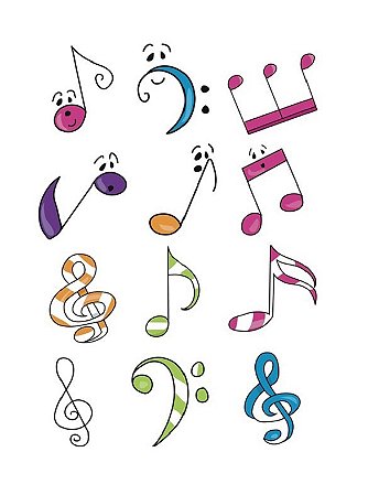 Matriz Bordado Notas Musicais Divertidas