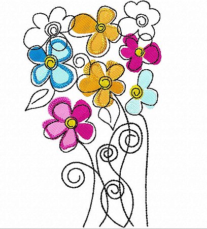 Matriz Bordado Coleção Floral Rascunho Delicado
