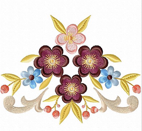 Matriz Bordado Floral Toque De Porcelana