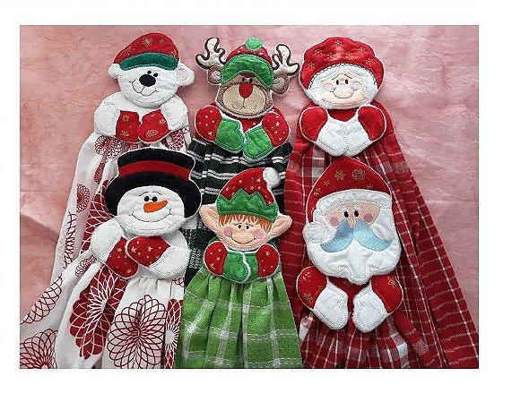 Matriz Bordado Natal Pendurador Pano De Prato Papai Noel