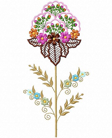 Matriz Bordado Coleção Floral Delicado Contorno