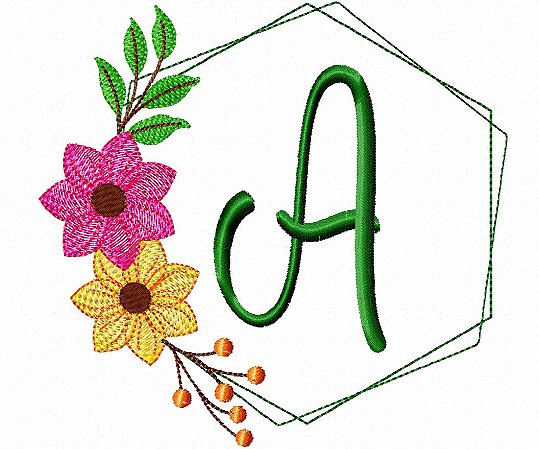 Matriz Bordado Alfabeto Florzinha Com Moldura