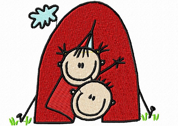 Matriz Bordado Camping Crianças Palito