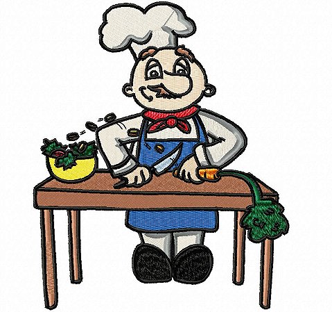 Matriz Bordado Cozinheiro E Cheff Feliz