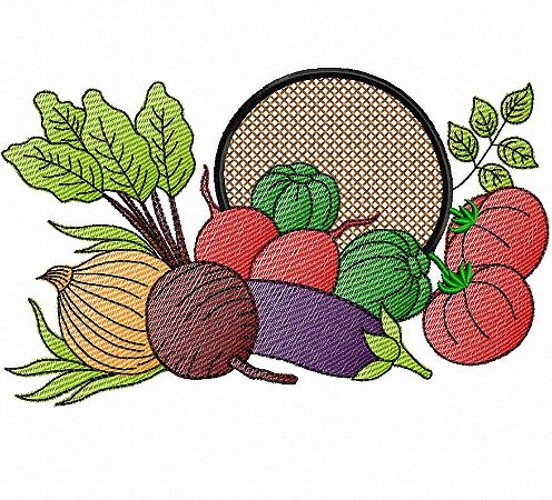 Matriz Bordado Pano De Prato Com Legumes