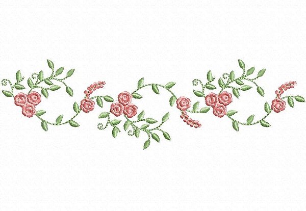 Matriz Bordado Barrinha Floral Delicado Para Fralda E Lavabo