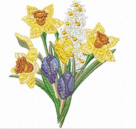 Matriz Bordado Buquet De Flores Para Guardanapos