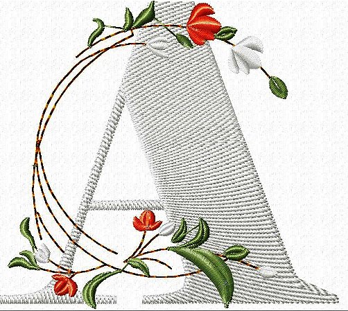 Matriz Bordado Alfabeto Delicado Com Círculo Floral
