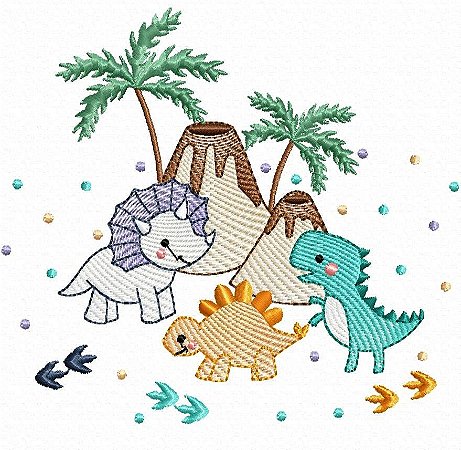 Matriz Bordado Dino E Amigos Para Fralda