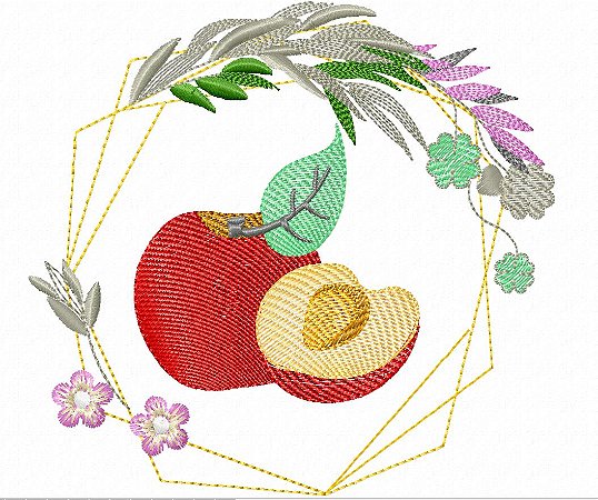 Matriz Bordado Pano De Prato E Quadrinhos Frutas Na Moldura