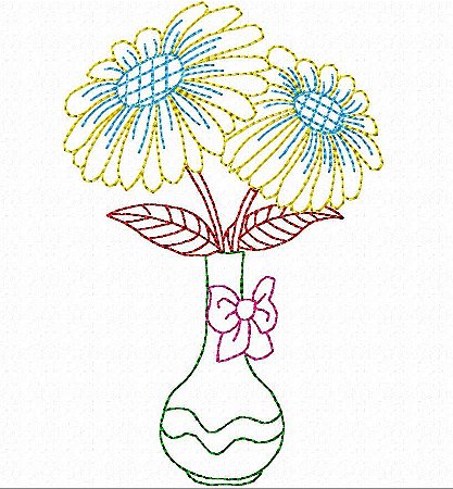 Matriz Bordado Lindos Vasos Contorno Colorwork