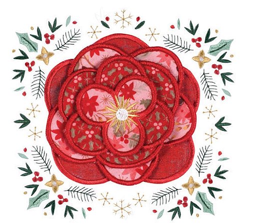 Matriz Bordado 3d Flores Lindas Para O Natal