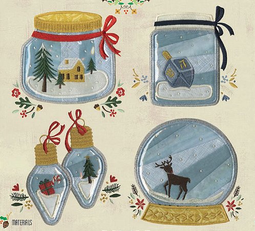 Matriz Bordado Natal Aplique Lindos Potes