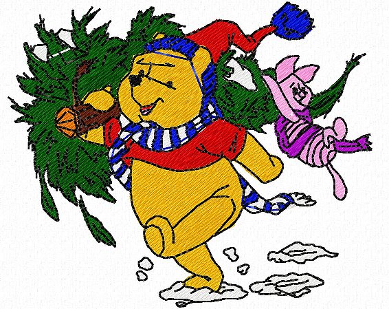 Matriz Bordado Natal Ursinho Pooh E Amigos