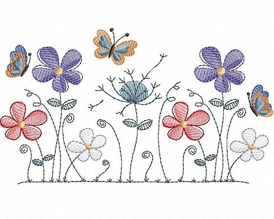 Matriz Bordado Coleção Florzinhas Lindas No Jardim