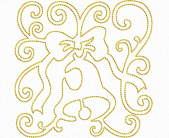 Matriz Bordado Natal Contorno Dourado