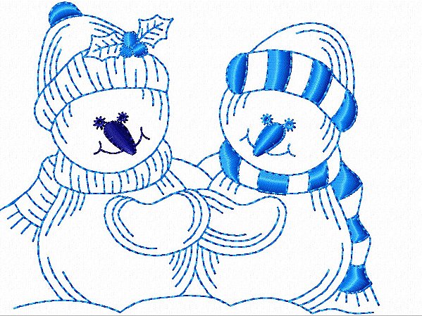Matriz Bordado Natal Casal Boneco De Neve Contorno