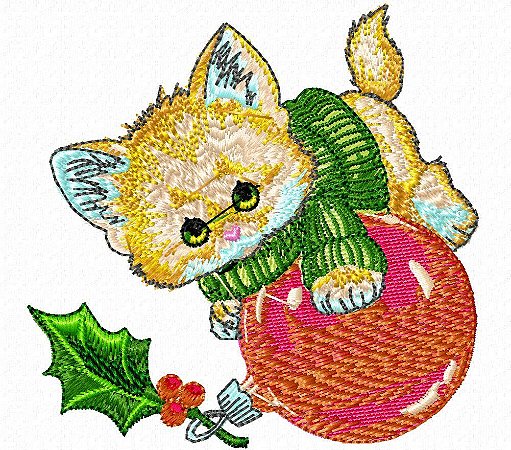 Matriz Bordado Natal Gatinho Brincando