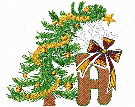 Matriz Bordado Alfabeto Árvore De Natal Delicado