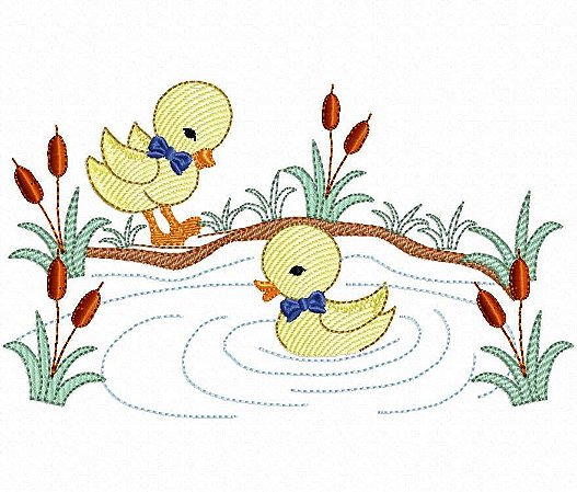 Matriz Bordado Patinhos No Jardim Para Fraldas