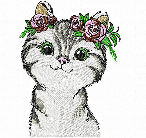 Matriz Bordado Lindas Carinhas Com Flores Safári