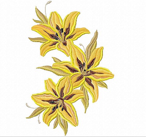 Matriz Bordado Lindas Flores Amarelas