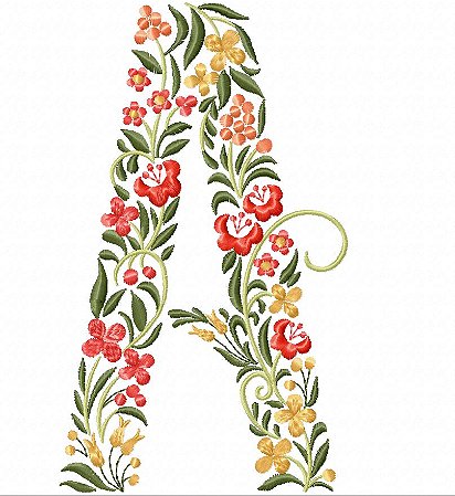 Matriz Bordado Alfabeto Jardim Florido