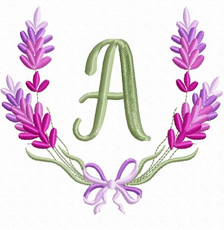 Matriz Bordado Alfabeto Moldura Com Lavanda