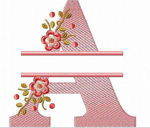 Matriz Bordado Alfabeto Split Com Flores Para Nome