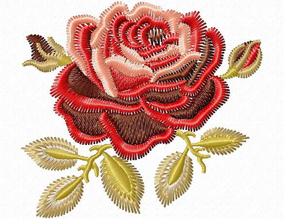 Matriz Bordado Coleção Rosas Vermelhas Delicadas