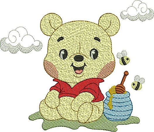 Matriz Bordado Ursinho Pooh No Jardim
