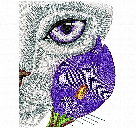 Matriz Bordado Gatos Com Flores