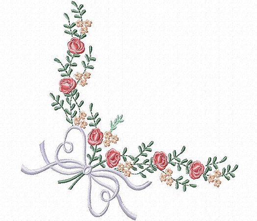 Matriz Bordado Cantos Com Rosas Para Guardanapo