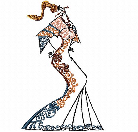 Matriz Bordado Lindas Mulheres Fashion Contorno