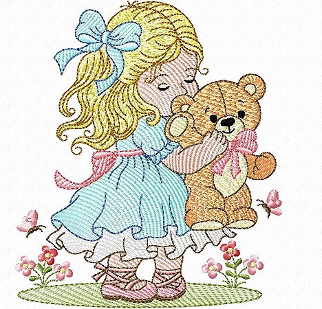 Matriz Bordado Menina E Menino Com Ursinho Para Fralda