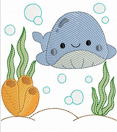 Matriz Bordado Infantil Fundo Do Mar Para Fraldas