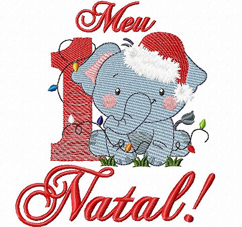 Matriz Bordado Meu Primeiro Natal Safári Ponto Cheio Aplique