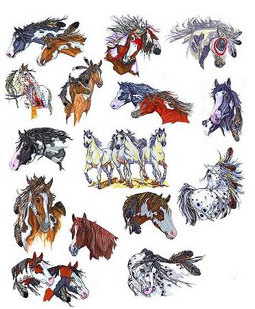 Matriz Bordado Lindos Cavalos Close