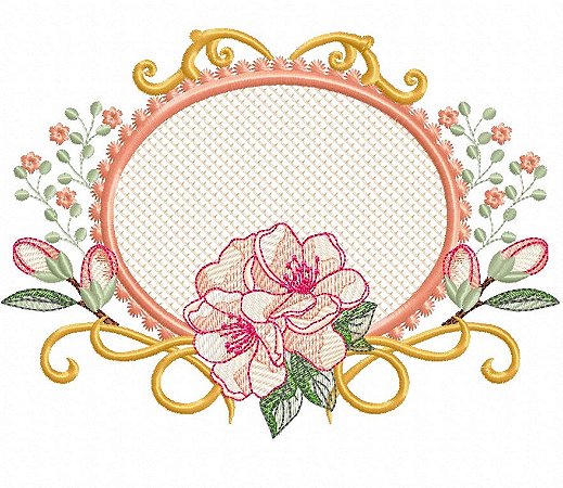 Matriz Bordado Moldura Floral Para Escrever Nome