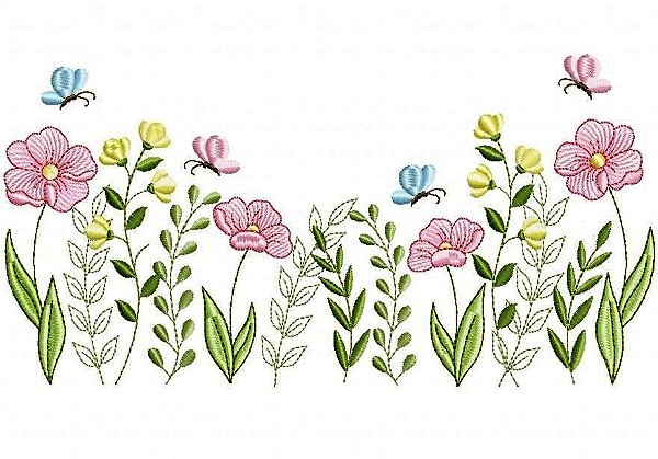 Matriz Bordado Toalha E Lavabo Jardim Delicado